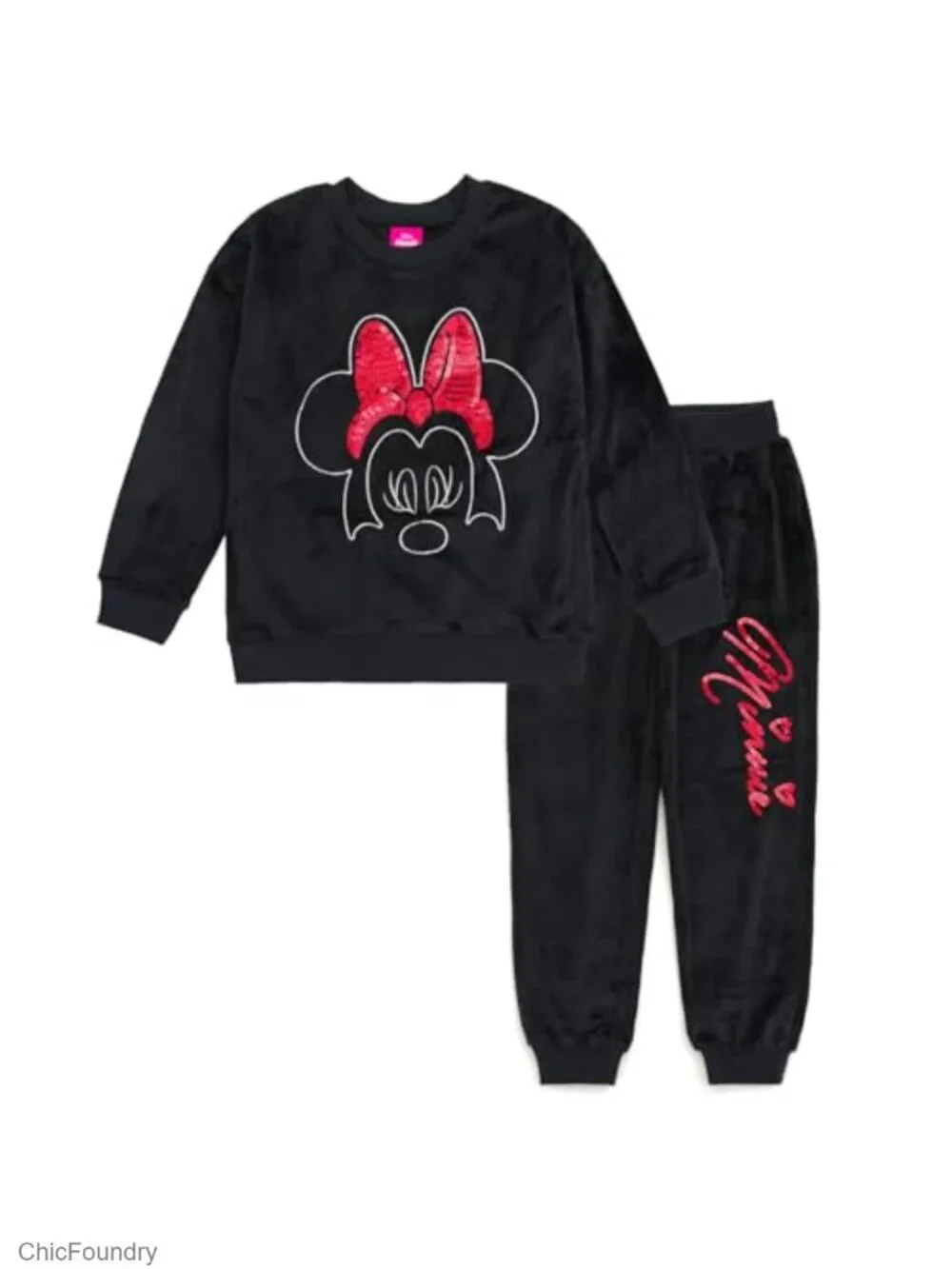 Girls Velour Drop Shoulder Sweatshirt and Jogger Pants Set
